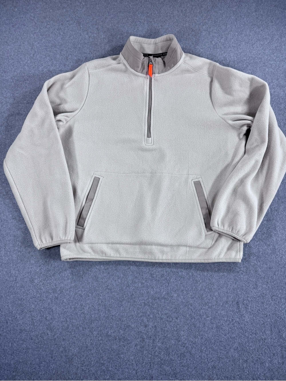 Athletic Works Cream youth Half-Zip Fleece Pullover with Orange Pull